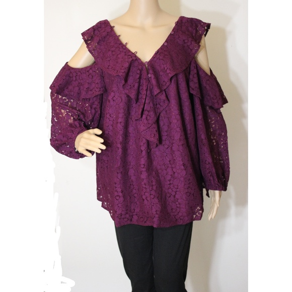 Eloquii Tops - NWT "Plus" Eloquii Purple Open Shoulder Top